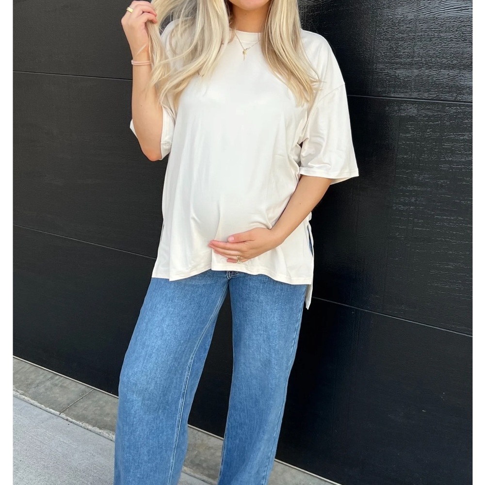 Pinkblush Blue Wide Leg Maternity Jeans - Picture 7 of 7